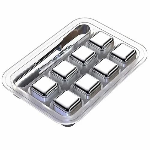 Stainless Steel Reusable Ice Cubes With Tong Pack 8