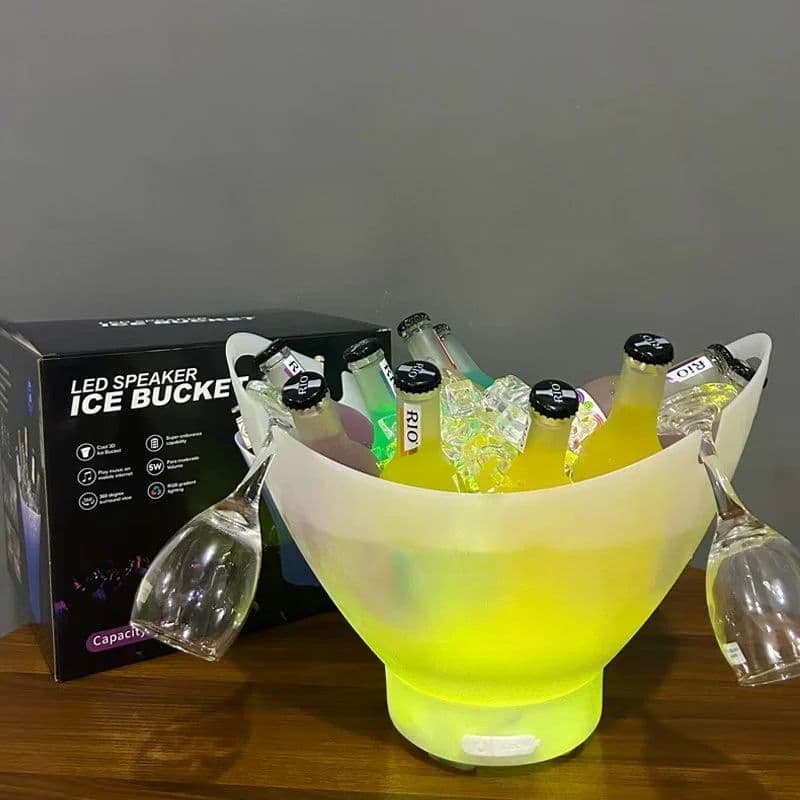 LED Speaker Ice Bucket with 7 Changing LED Light Colours